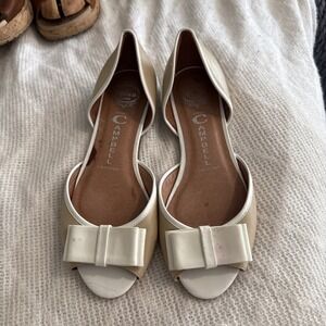 Women's Jeffrey Campbell Tan and White Laser Cut D'Orsay Flats SIZE 7